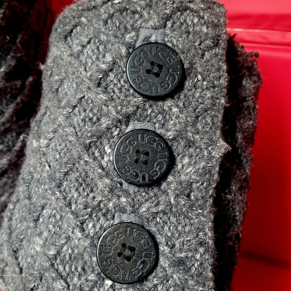 UGG Classic Lattice Cardy Knit Wool Blend Womens Charcoal Sweater Boots size 9 - Picture 8 of 12